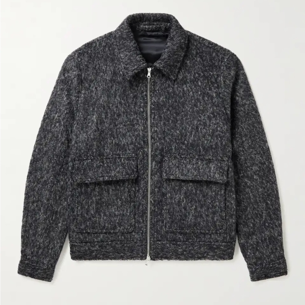NWT Mr.P Mr Porter Felted Virgin Wool Blend Blouson Jacket Coat Black
